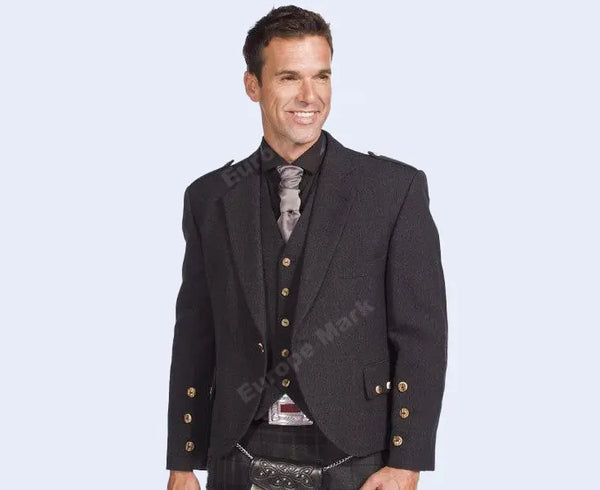 Charcoal Tweed Crail Jacket Kilt Outfit