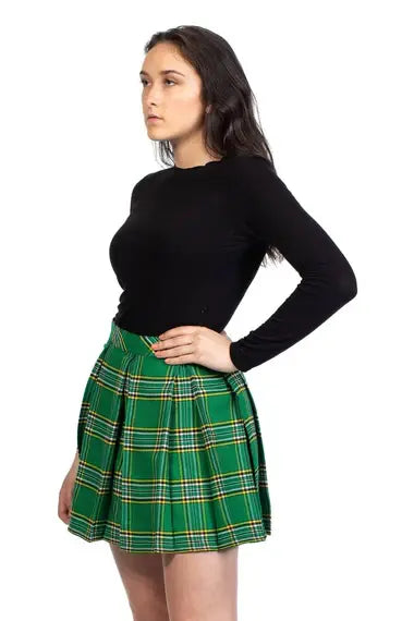 Authentic Green Tartan Pleated Skirt