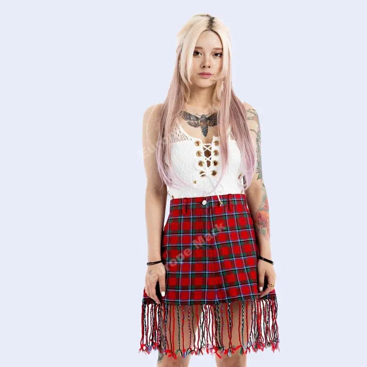 Fringe tartan kilt 